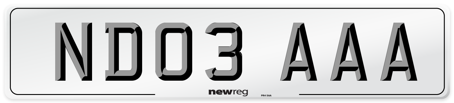 ND03 AAA Number Plate from New Reg